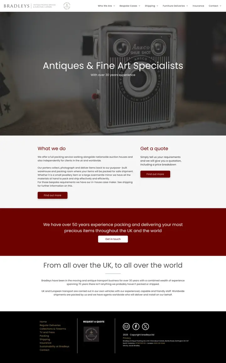 Bradleys Ltd. full landing page